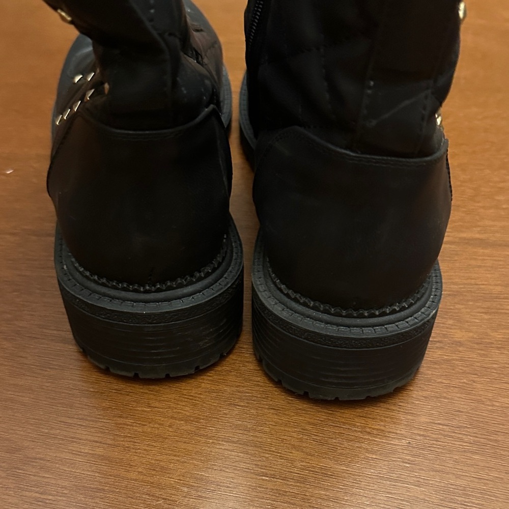 Bebe Black Quilted Boots with Gold Studs - Picture 11 of 13